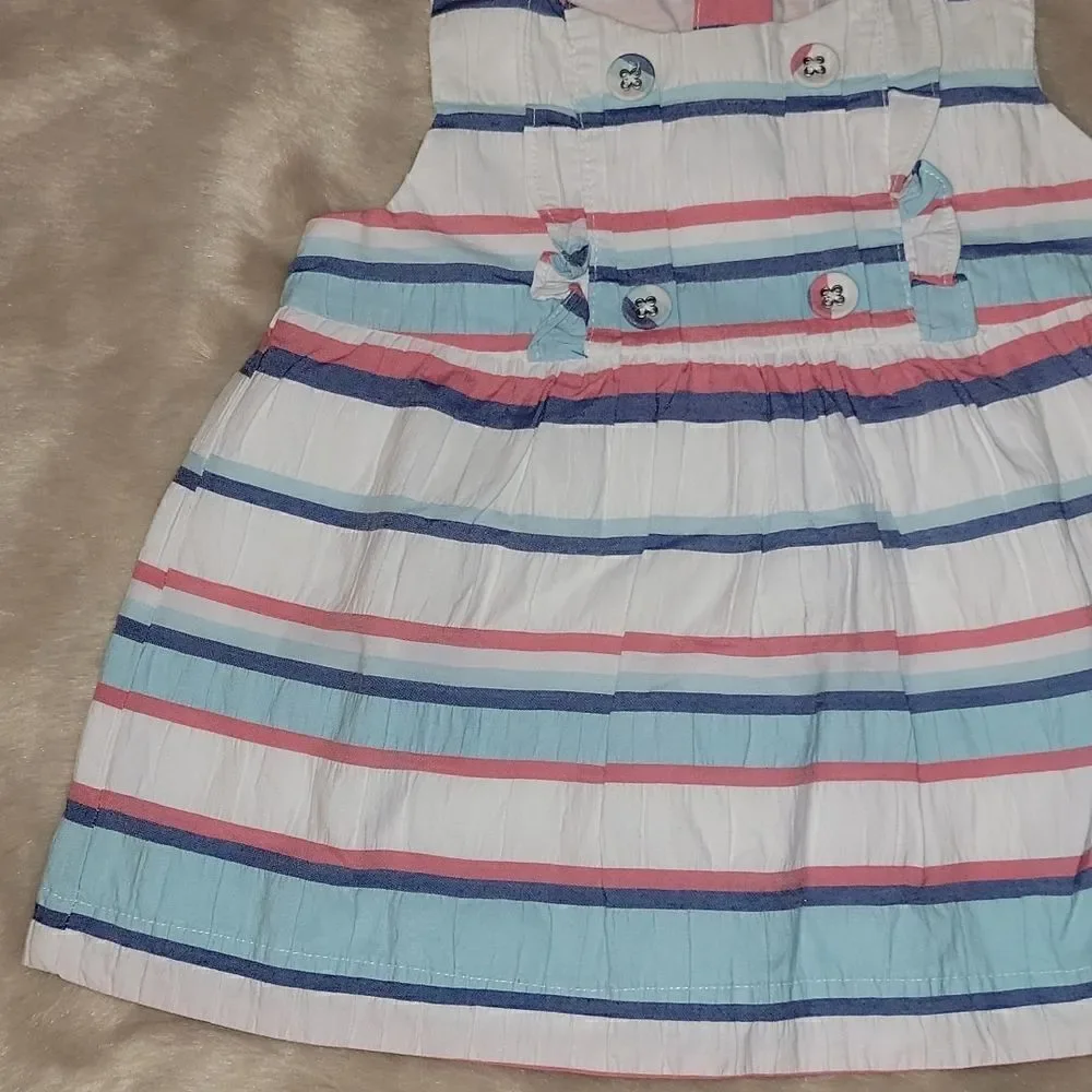 JANIE AND JACK BLUE, CORAL AND WHITE STRIPED SLEEVELESS TOP, SIZE 2T